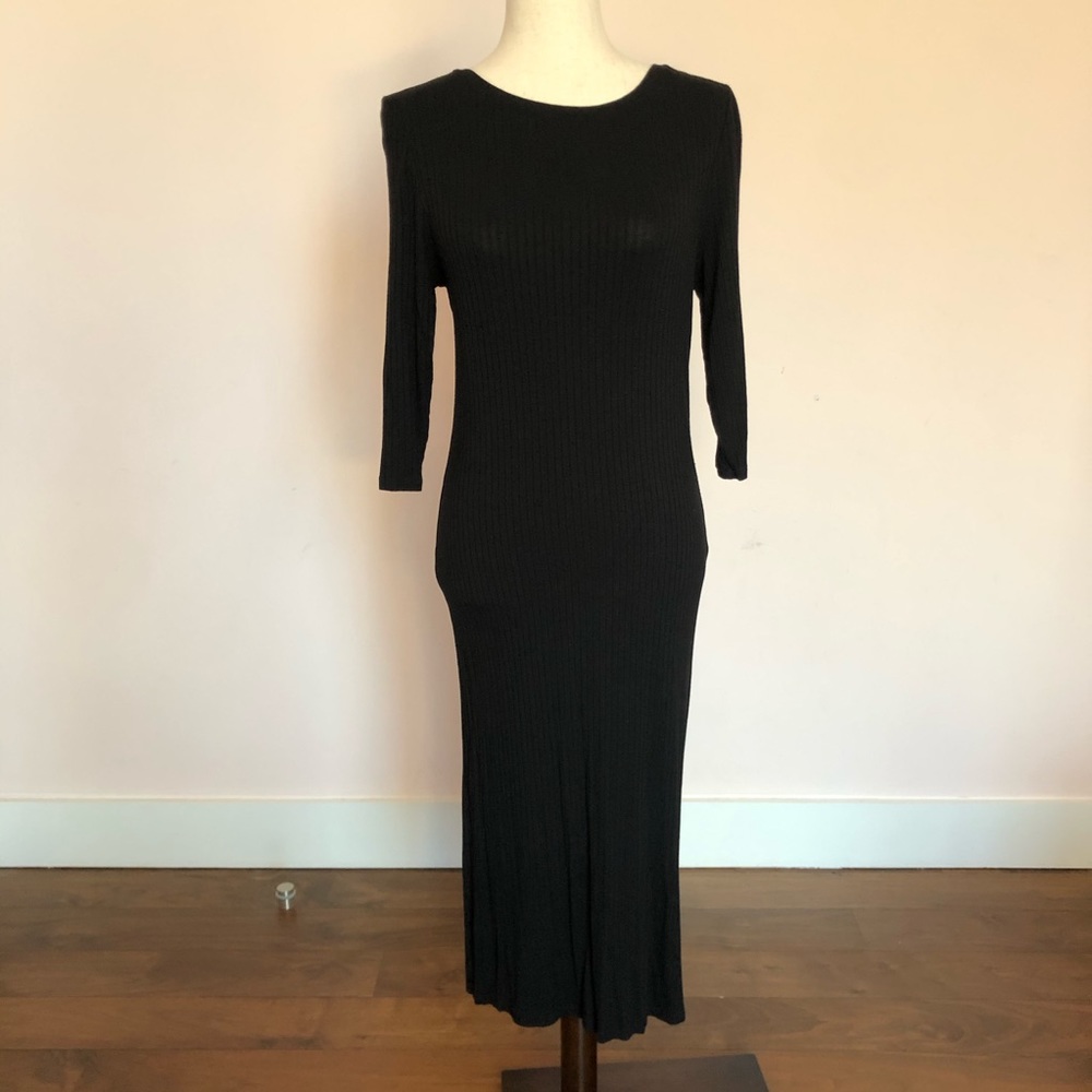 Black ribbed dress.